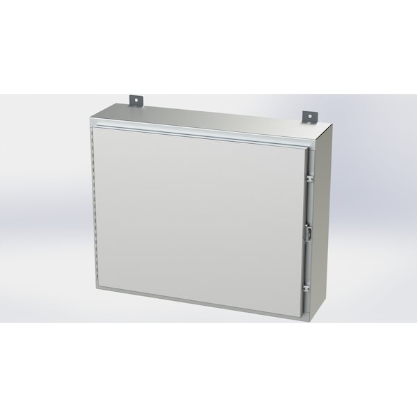 Padlockable Hasp Electrical Enclosures, 24 in H, 8 in D, 30 in W, NEMA 4X, 304 Stainless Steel